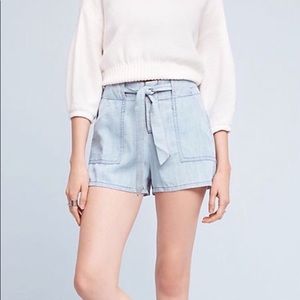 Anthro Elevenses Chambray Shorts